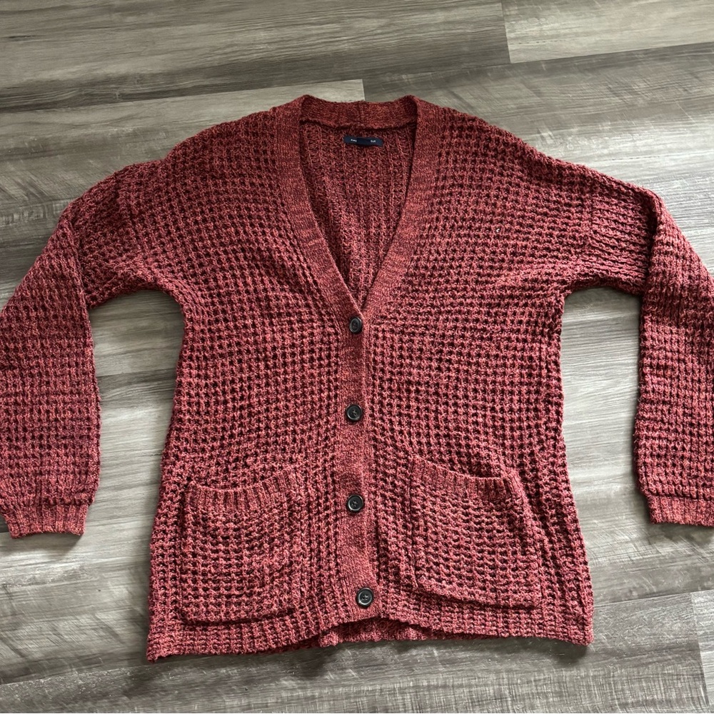 American Eagle Outfitters Maroon Cardigan Sweater